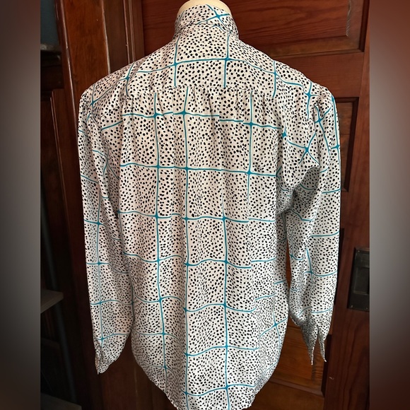 VINTAGE Alfred Dunner Pussybow Graphic Blouse Sz S/M - Picture 7 of 10
